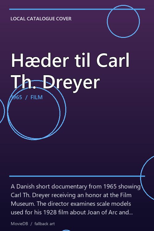 Hæder til Carl Th. Dreyer poster