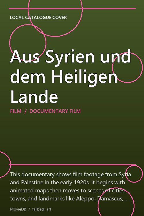 Aus Syrien und dem Heiligen Lande poster