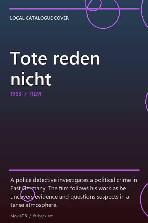 Tote reden nicht poster