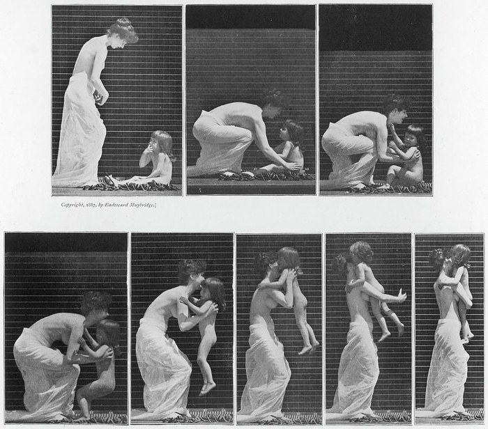 Woman Picking Up Child poster