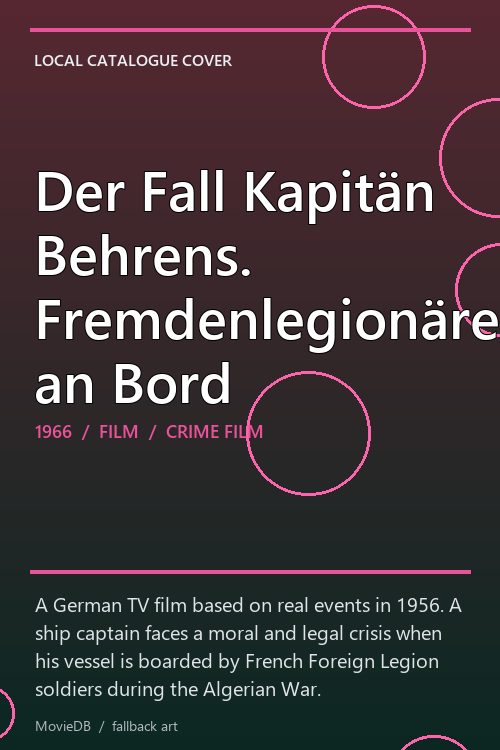 Der Fall Kapitän Behrens. Fremdenlegionäre an Bord poster