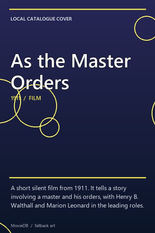 As the Master Orders poster
