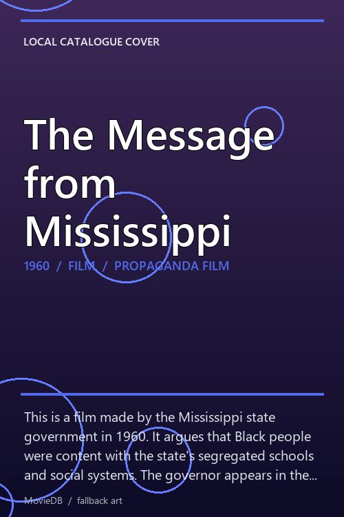The Message from Mississippi poster