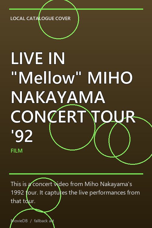LIVE IN "Mellow" MIHO NAKAYAMA CONCERT TOUR '92 poster