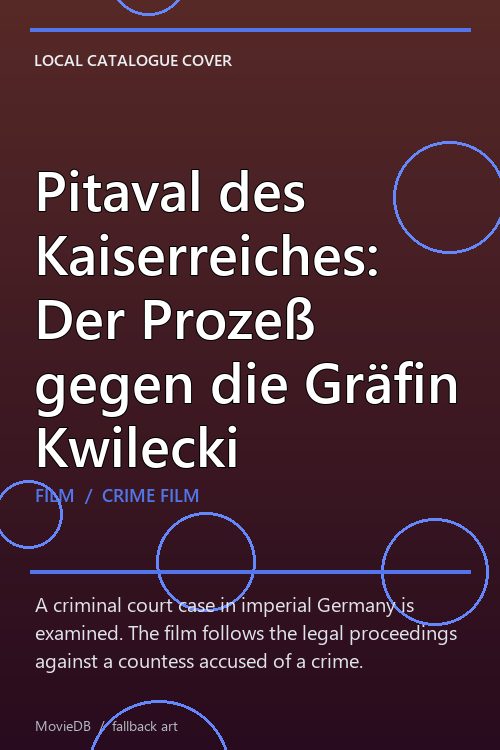 Pitaval des Kaiserreiches: Der Prozeß gegen die Gräfin Kwilecki poster