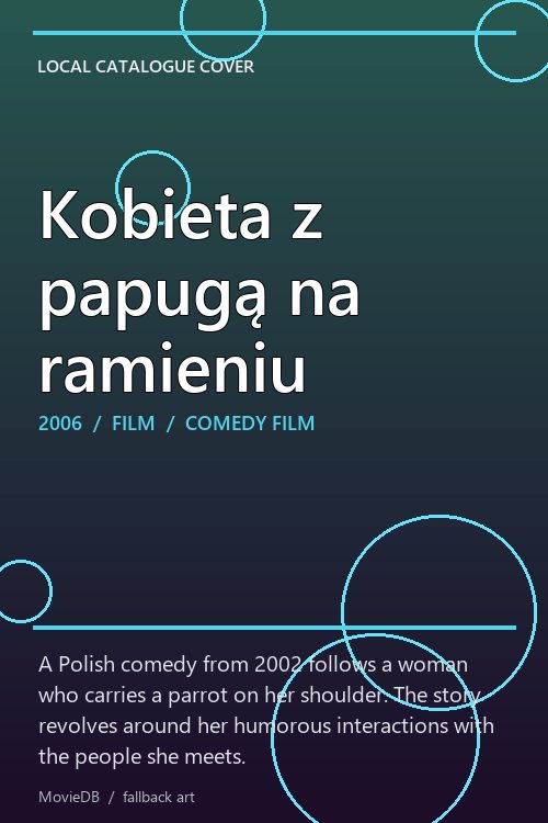 Kobieta z papugą na ramieniu poster