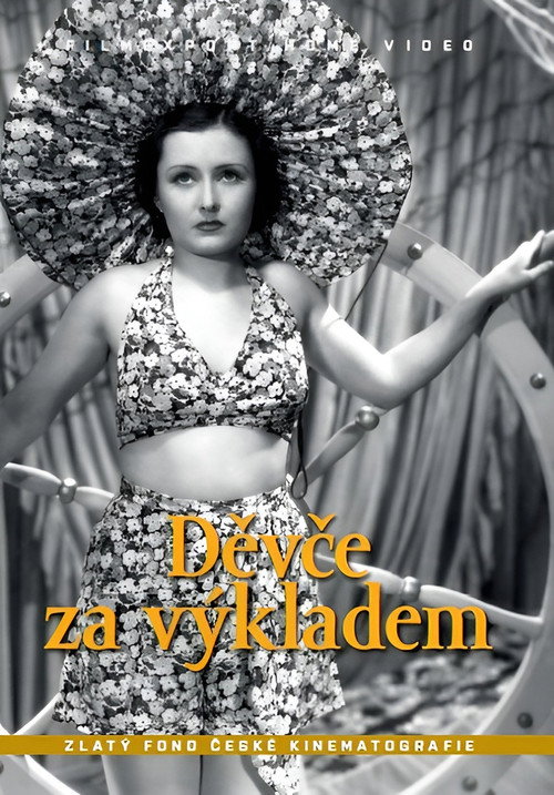 Děvče za výkladem poster