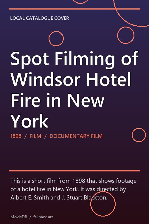 Spot Filming of Windsor Hotel Fire in New York poster