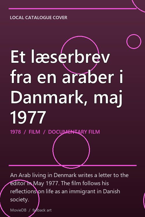 Et læserbrev fra en araber i Danmark, maj 1977 poster