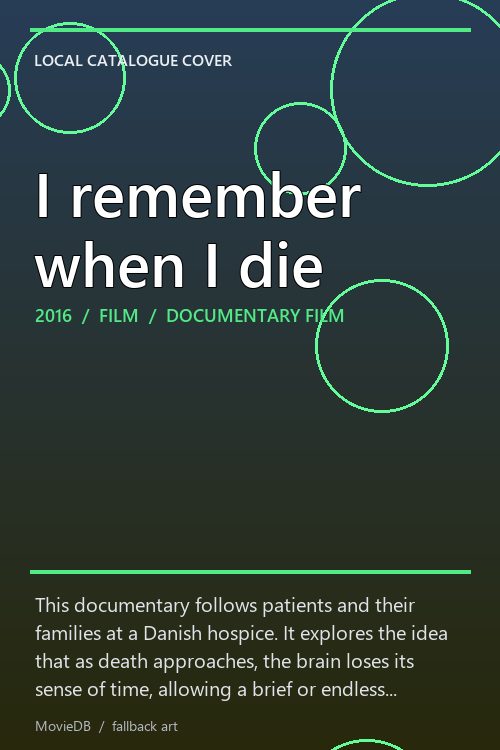 I remember when I die poster