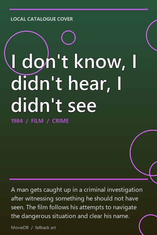 I don't know, I didn't hear, I didn't see poster