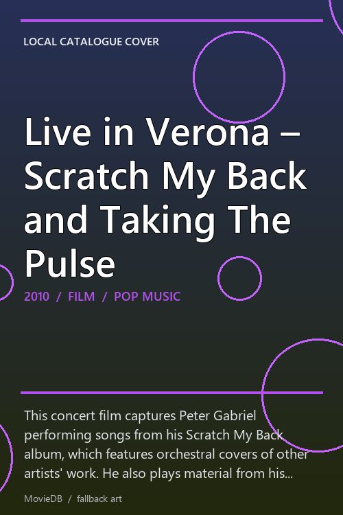 Live in Verona – Scratch My Back and Taking The Pulse poster