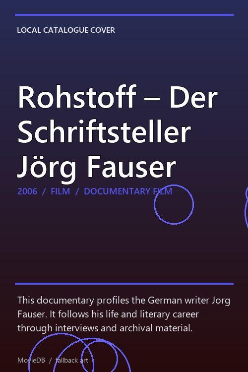 Rohstoff – Der Schriftsteller Jörg Fauser poster