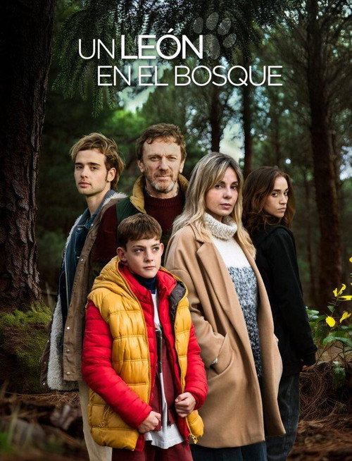 Un león en el bosque poster