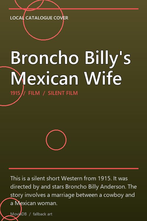 Broncho Billy's Mexican Wife poster