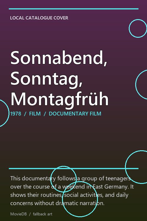 Sonnabend, Sonntag, Montagfrüh poster