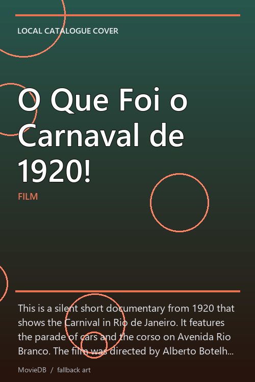 O Que Foi o Carnaval de 1920! poster