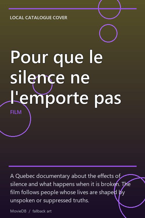 Pour que le silence ne l'emporte pas poster