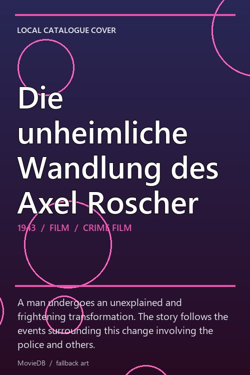 Die unheimliche Wandlung des Axel Roscher poster