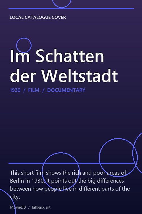 Im Schatten der Weltstadt poster