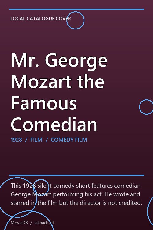 Mr. George Mozart the Famous Comedian poster