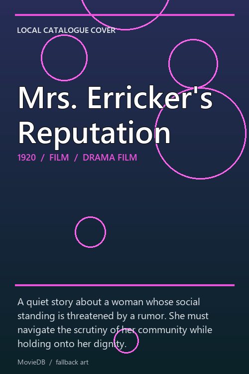 Mrs. Erricker's Reputation poster