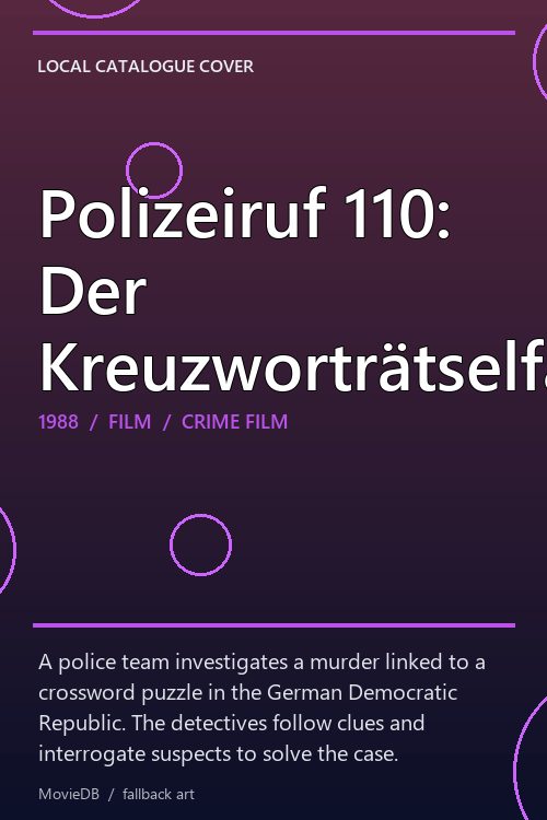 Polizeiruf 110: Der Kreuzworträtselfall poster
