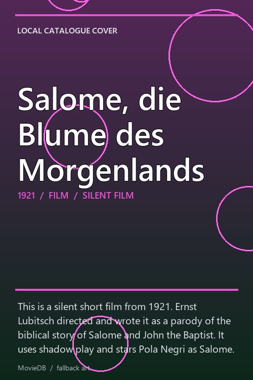 Salome, die Blume des Morgenlands poster