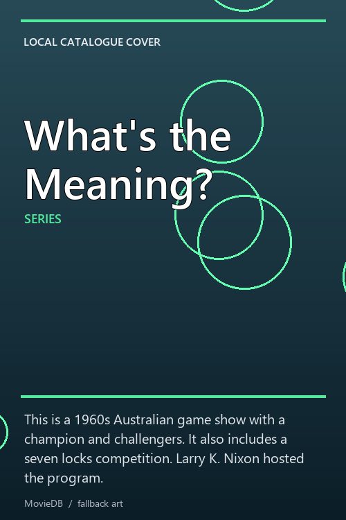 What's the Meaning? poster