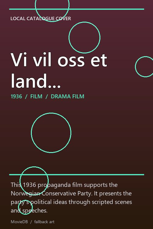 Vi vil oss et land... poster