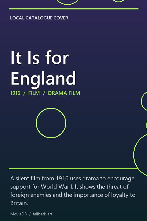 It Is for England poster