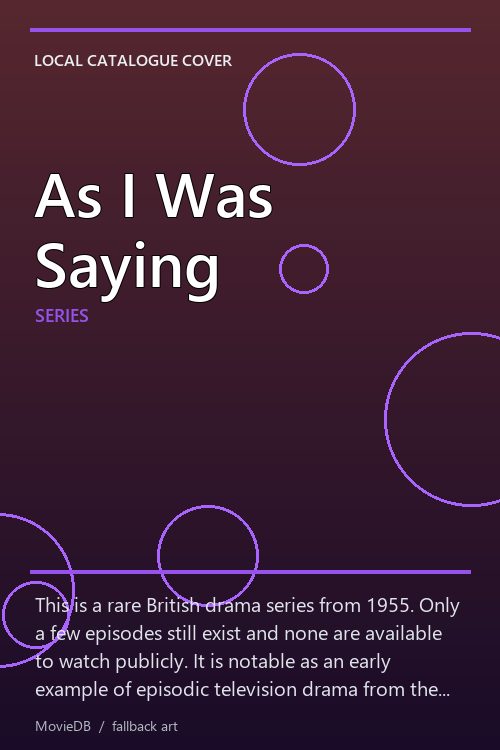 As I Was Saying poster