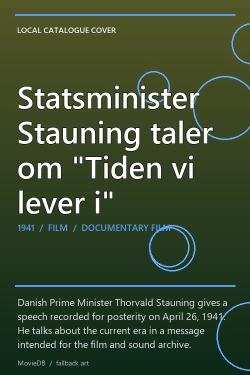 Statsminister Stauning taler om "Tiden vi lever i" poster