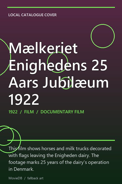 Mælkeriet Enighedens 25 Aars Jubilæum 1922 poster