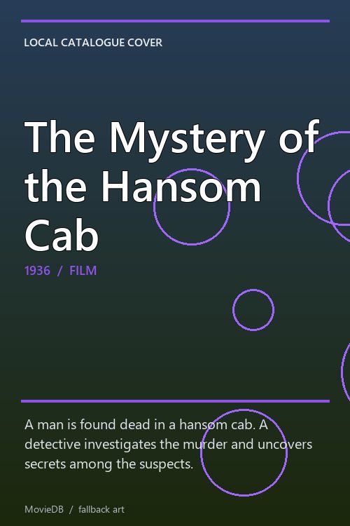 The Mystery of the Hansom Cab poster