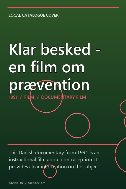 Klar besked - en film om prævention poster