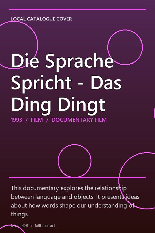 Die Sprache Spricht - Das Ding Dingt poster