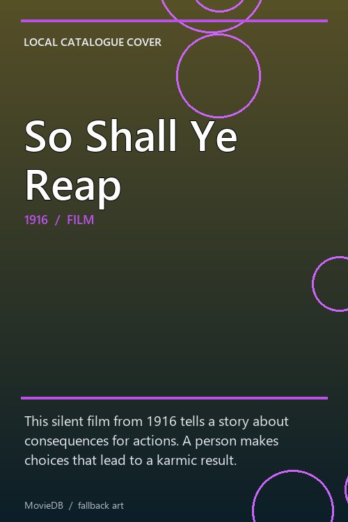 So Shall Ye Reap poster