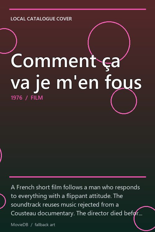 Comment ça va je m'en fous poster