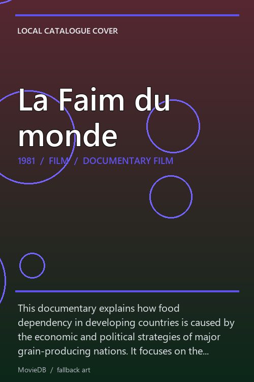 La Faim du monde poster