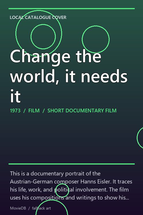 Change the world, it needs it poster