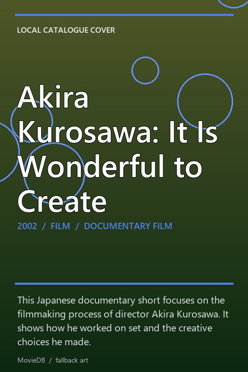 Akira Kurosawa: It Is Wonderful to Create poster