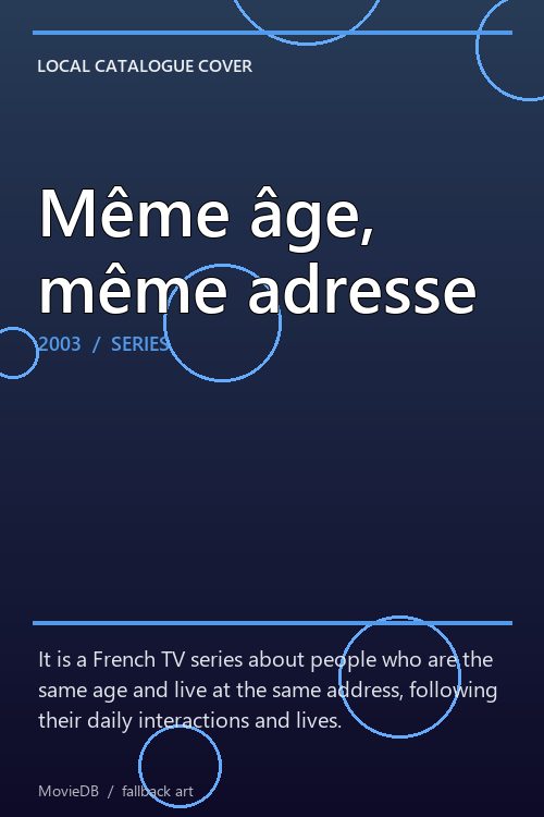 Même âge, même adresse poster