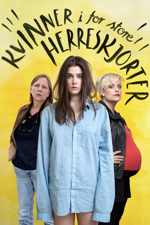 Kvinner i for store herreskjorter poster