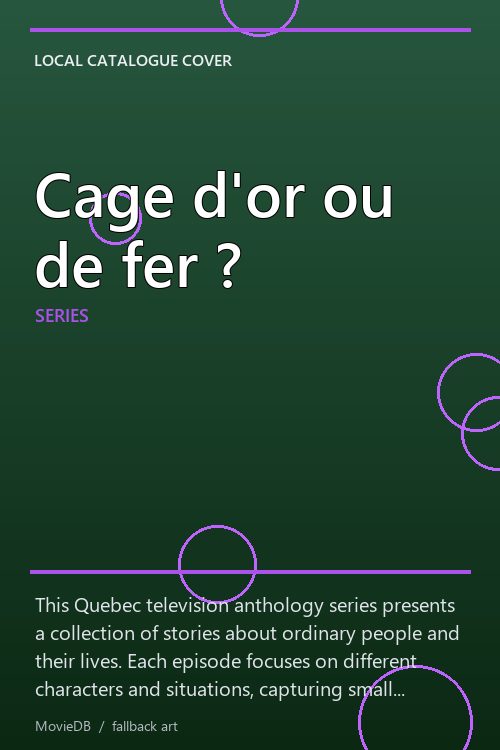 Cage d'or ou de fer ? poster