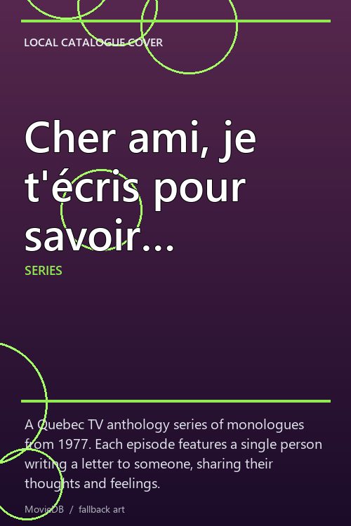 Cher ami, je t'écris pour savoir… poster