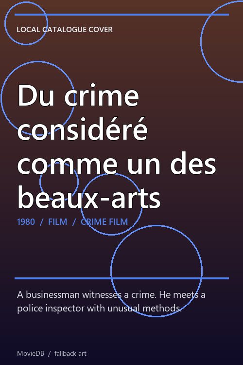 Du crime considéré comme un des beaux-arts poster