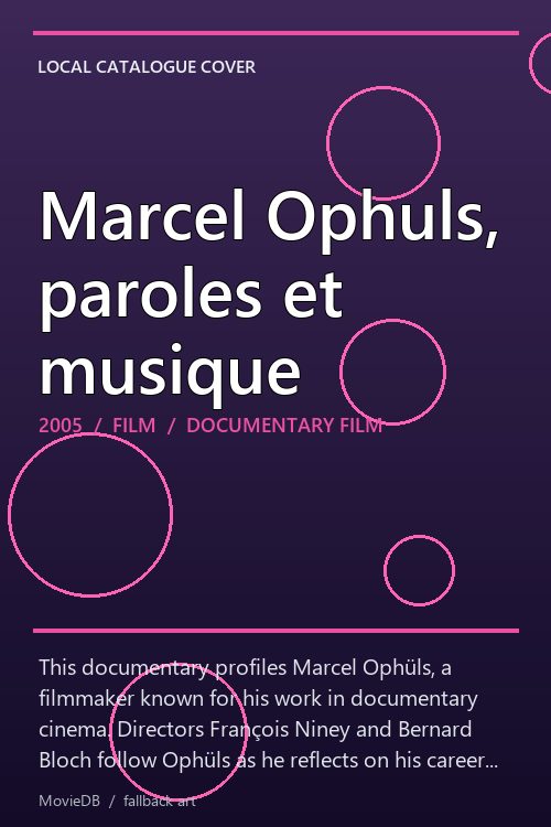 Marcel Ophuls, paroles et musique poster