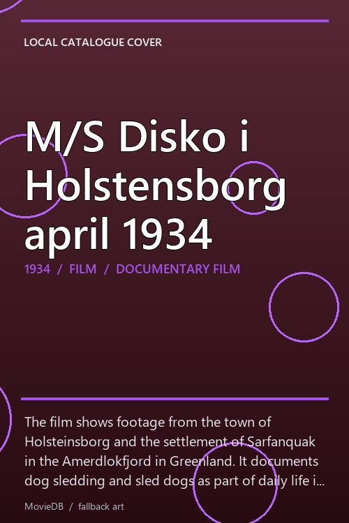 M/S Disko i Holstensborg april 1934 poster
