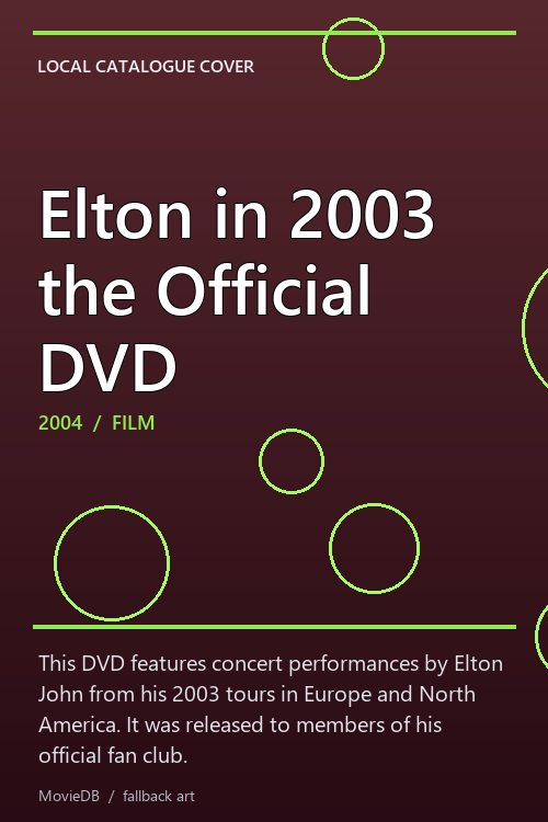 Elton in 2003 the Official DVD poster